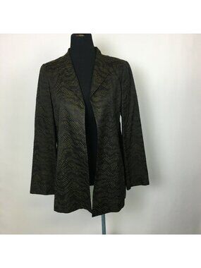 Eileen Fisher Women's Brown Textured Open Front Blazer w/ Pockets - Size XS